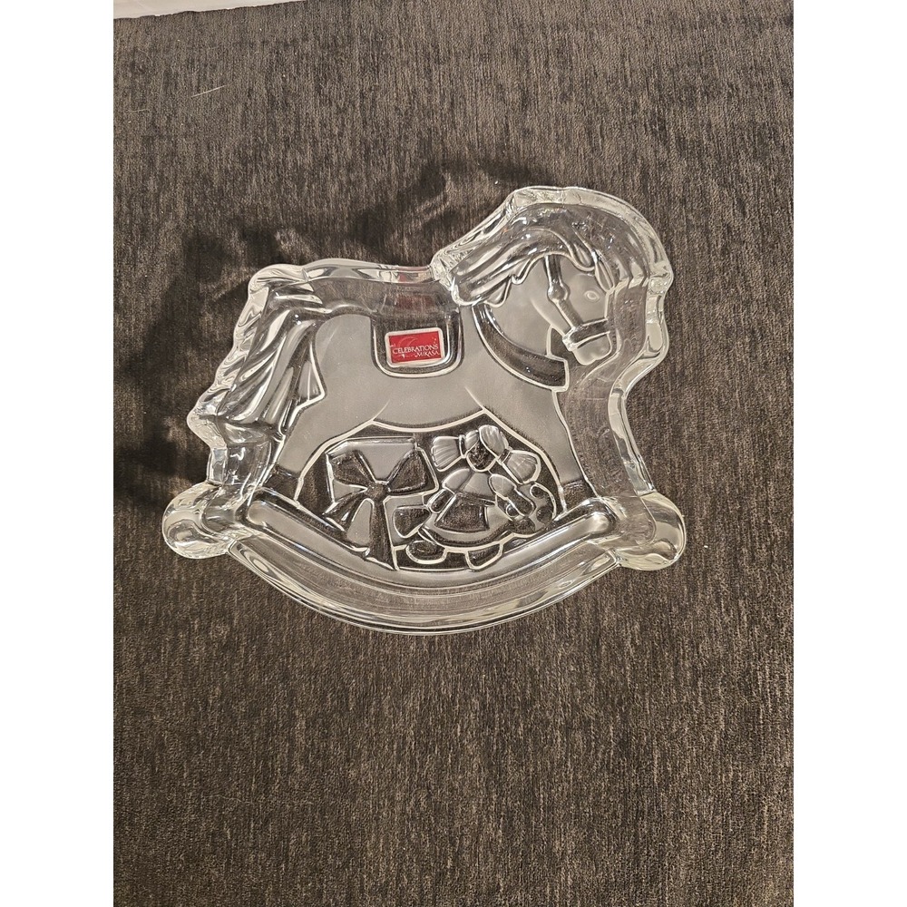 Mikasa Celebrations Crystal Rocking Horse Candy Dish Bowl 7.5" Glass